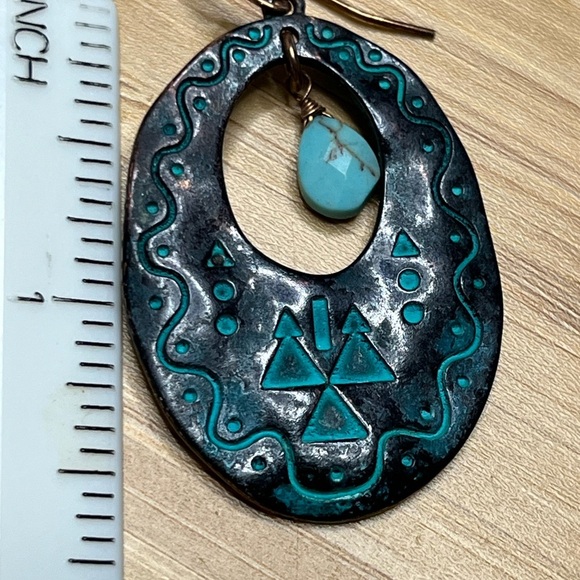 Vintage copper and turquoise earrings - Picture 3 of 5